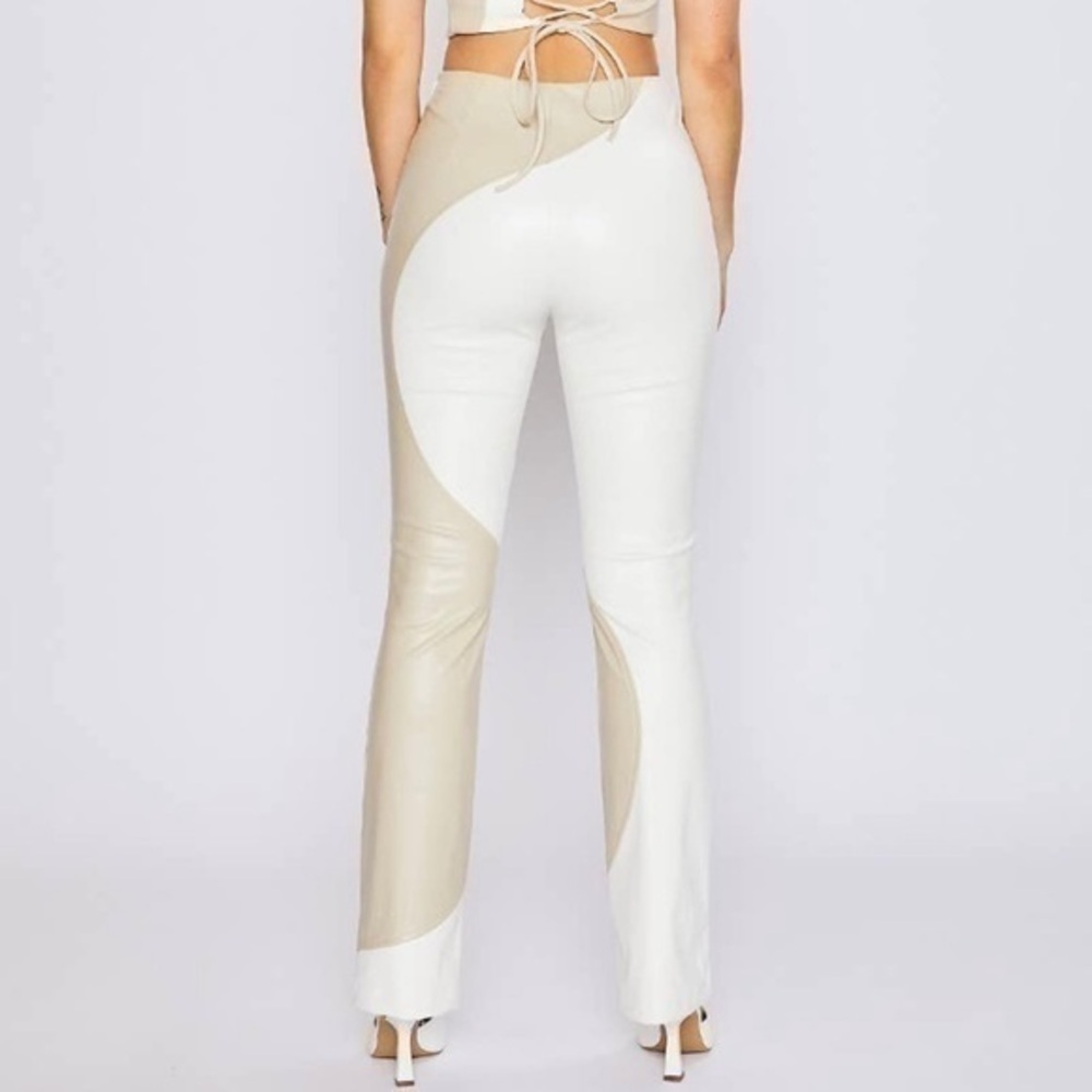 Color-Block Swirl Vegan Leather Pants - Picture 5 of 9